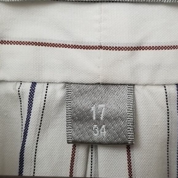 🎁5/$25 Stafford Shirt Men's 17 34 Pin Point Oxford Men's Long Sleeve Stripes - Picture 3 of 9